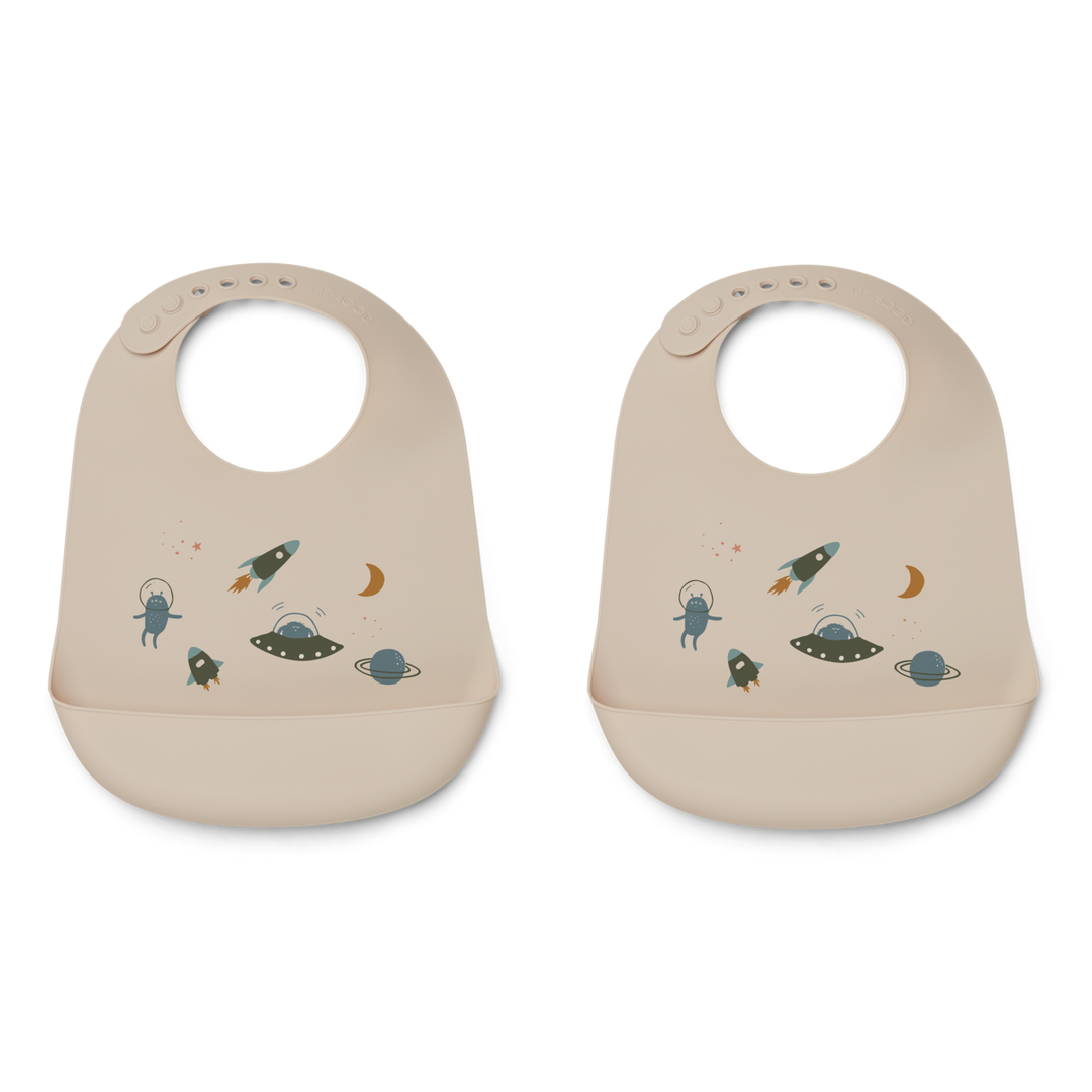 Liewood - Tilda Silicone Bib - Space (2 Pack) - Mabel & Fox