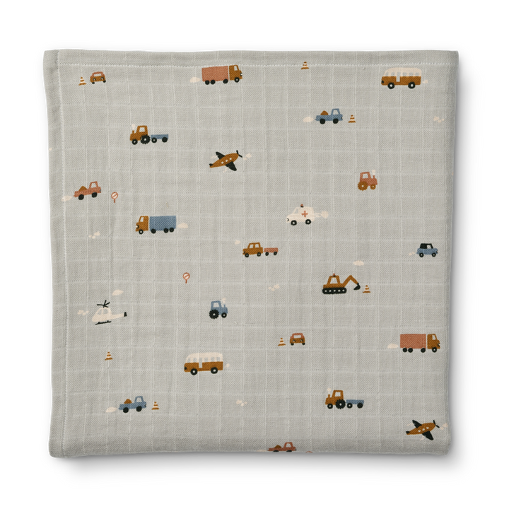 Liewood - Ben Muslin Swaddle - Vehicles / Dove Blue