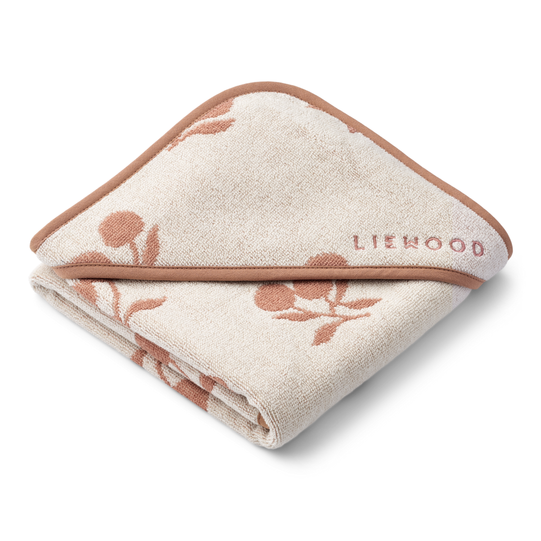 Liewood - Alba Yarn Dyed Hooded Baby Towel - Peach / Sea Shell