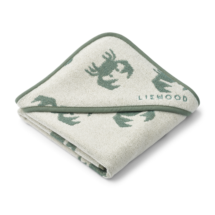 Liewood - Alba Yarn Dyed Hooded Baby Towel - Crab / Sandy