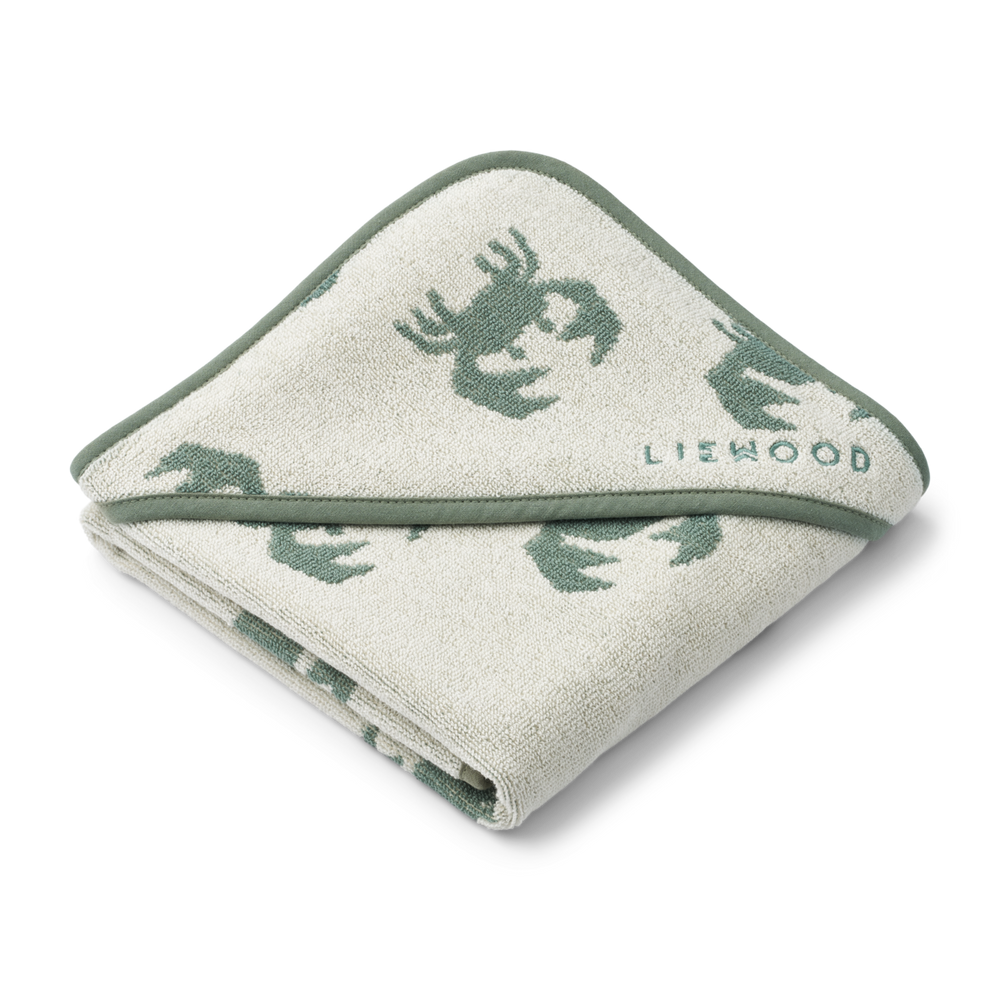 Liewood - Alba Yarn Dyed Hooded Baby Towel - Crab / Sandy - Mabel & Fox