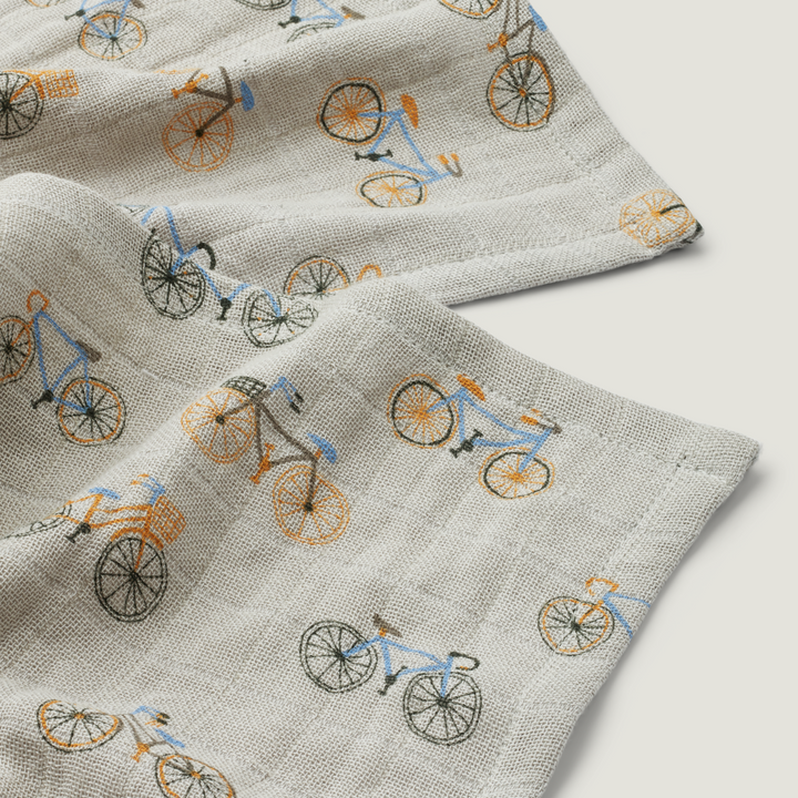 Liewood - Lewis Muslin Cloths - Bicycle / Cloud Blue (2 Pack)