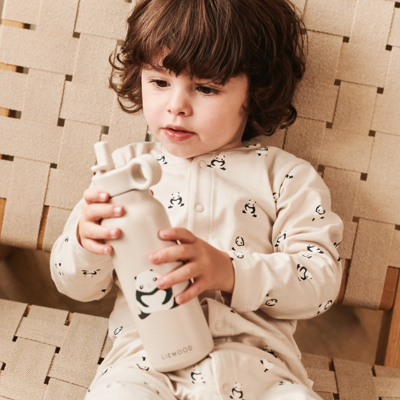 Liewood - Falk Water Bottle - Panda / Sandy - Mabel & Fox