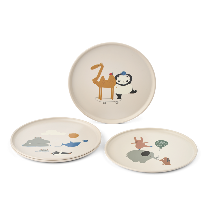 Liewood - Remco Plate - Around the world / Sandy (4 Pack)