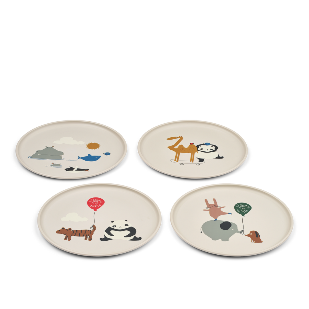 Liewood - Remco Plate - Around the world / Sandy (4 Pack)