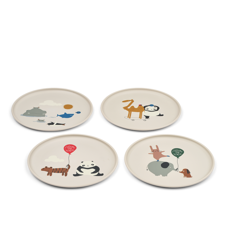 Liewood - Remco Plate - Around the world / Sandy (4 Pack)