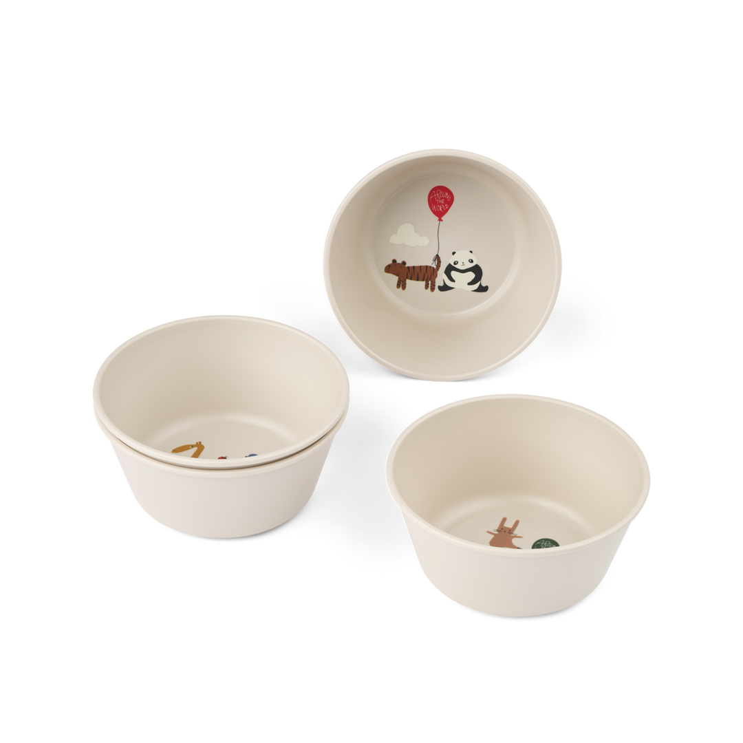 Liewood - Cees Bowl - Around The World / Sandy (4 Pack)