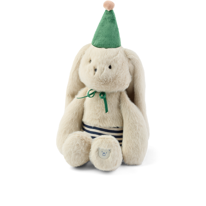 Liewood - Bertrand Rabbit Celebration Teddy - Mist / Blue Stripe Mix