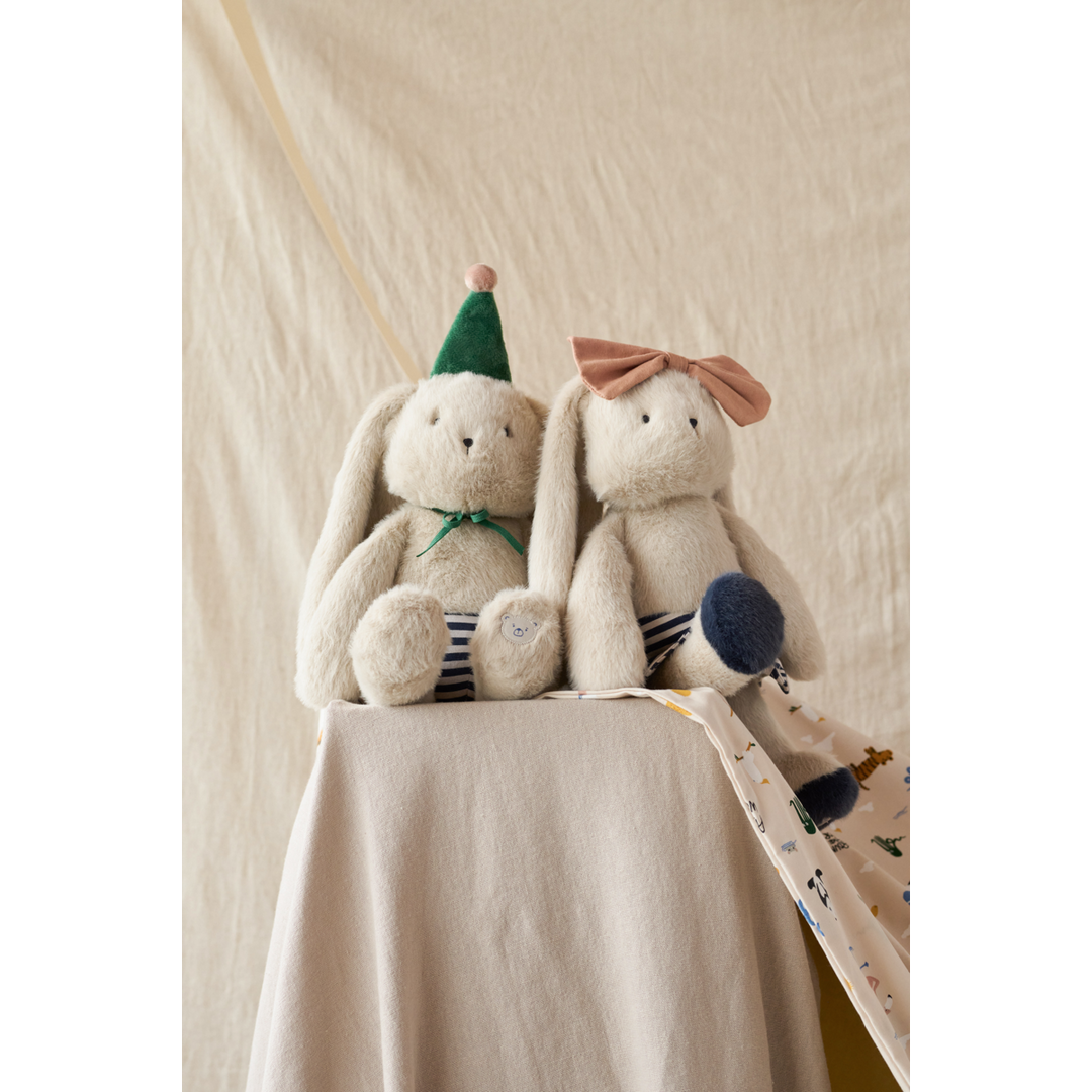 Liewood - Bertrand Rabbit Celebration Teddy - Mist / Blue Stripe Mix