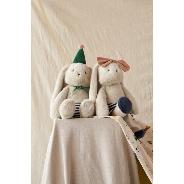 Liewood - Bertrand Rabbit Celebration Teddy - Mist / Blue Stripe Mix