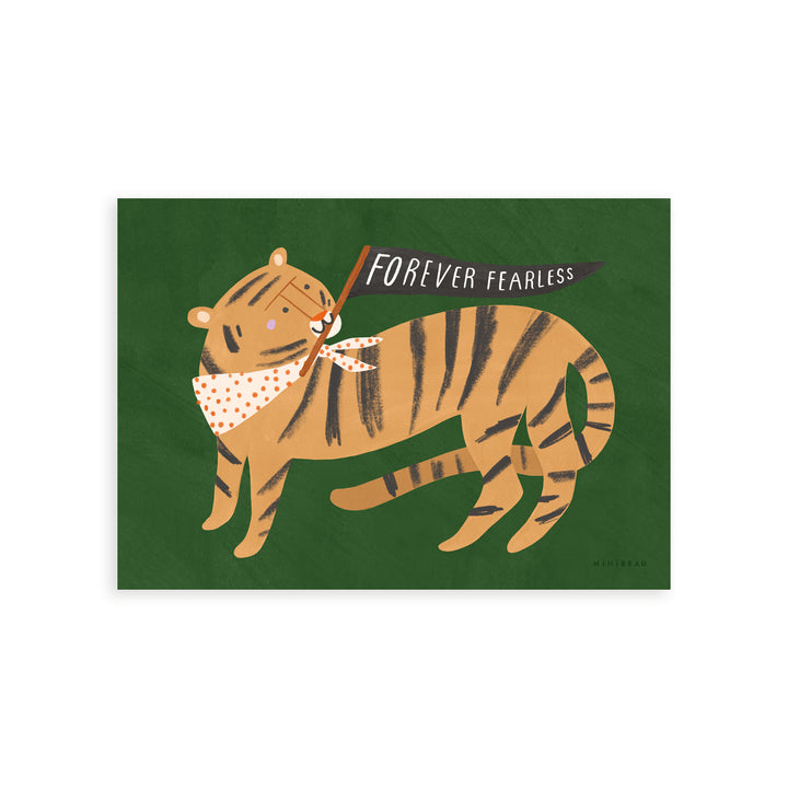 Minibeau - Art Print - Forever Fearless Tiger - Green