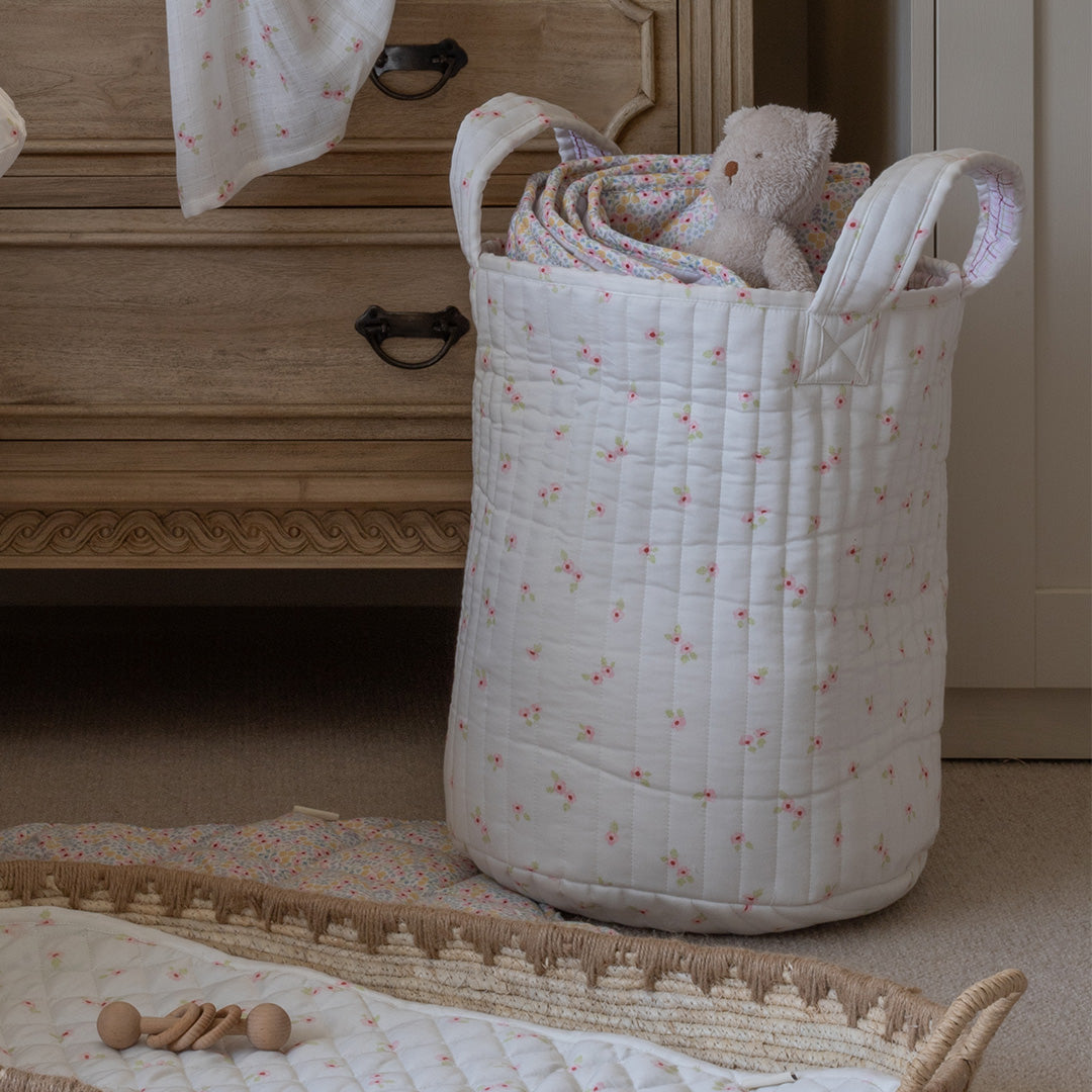 Avery Row - Large Quilted Storage Basket - Anemone