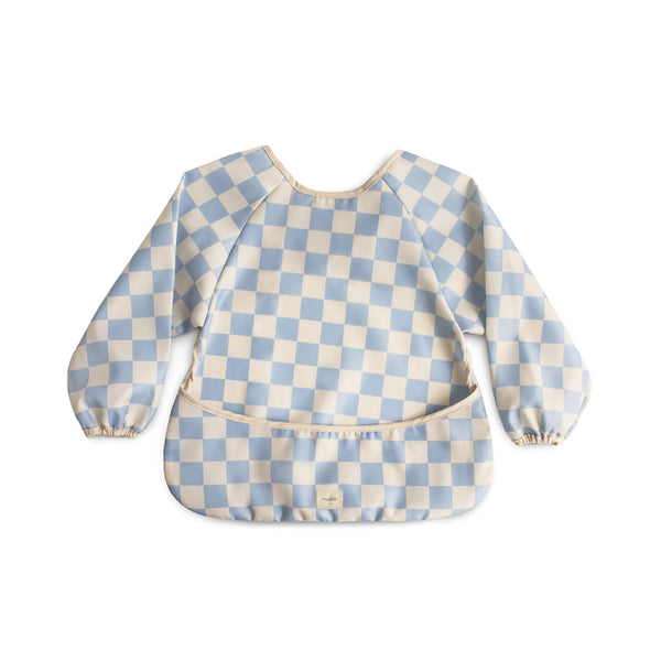 Mushie - Long Sleeve Bib - Blue Check