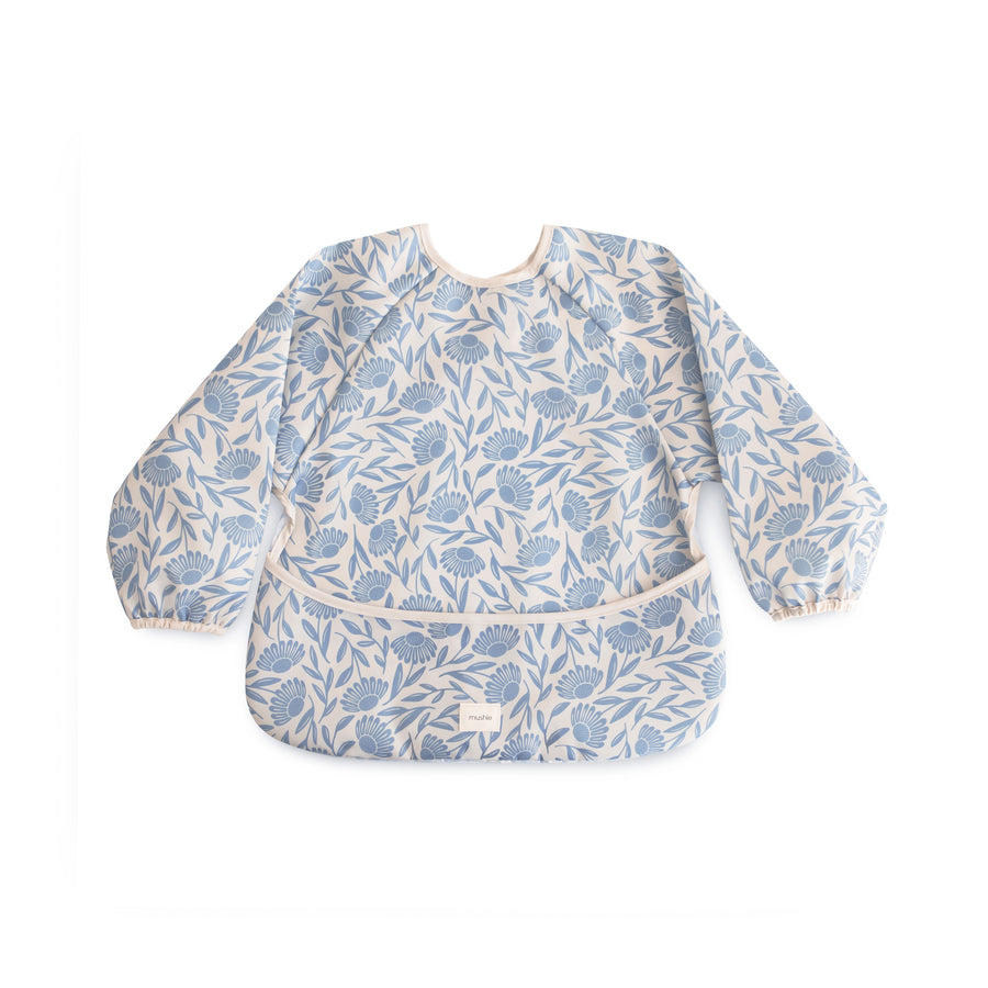Mushie - Long Sleeve Bib - Blue Flowers