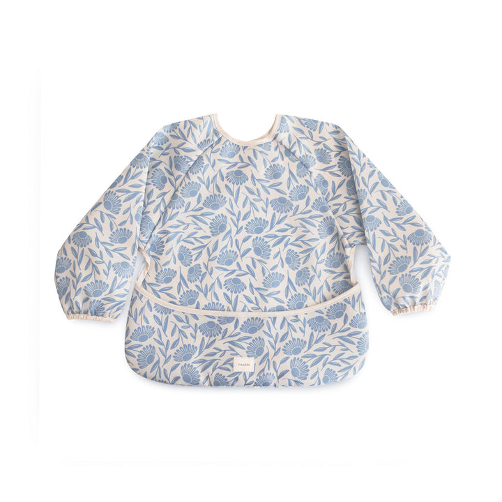Mushie - Long Sleeve Bib - Blue Flowers