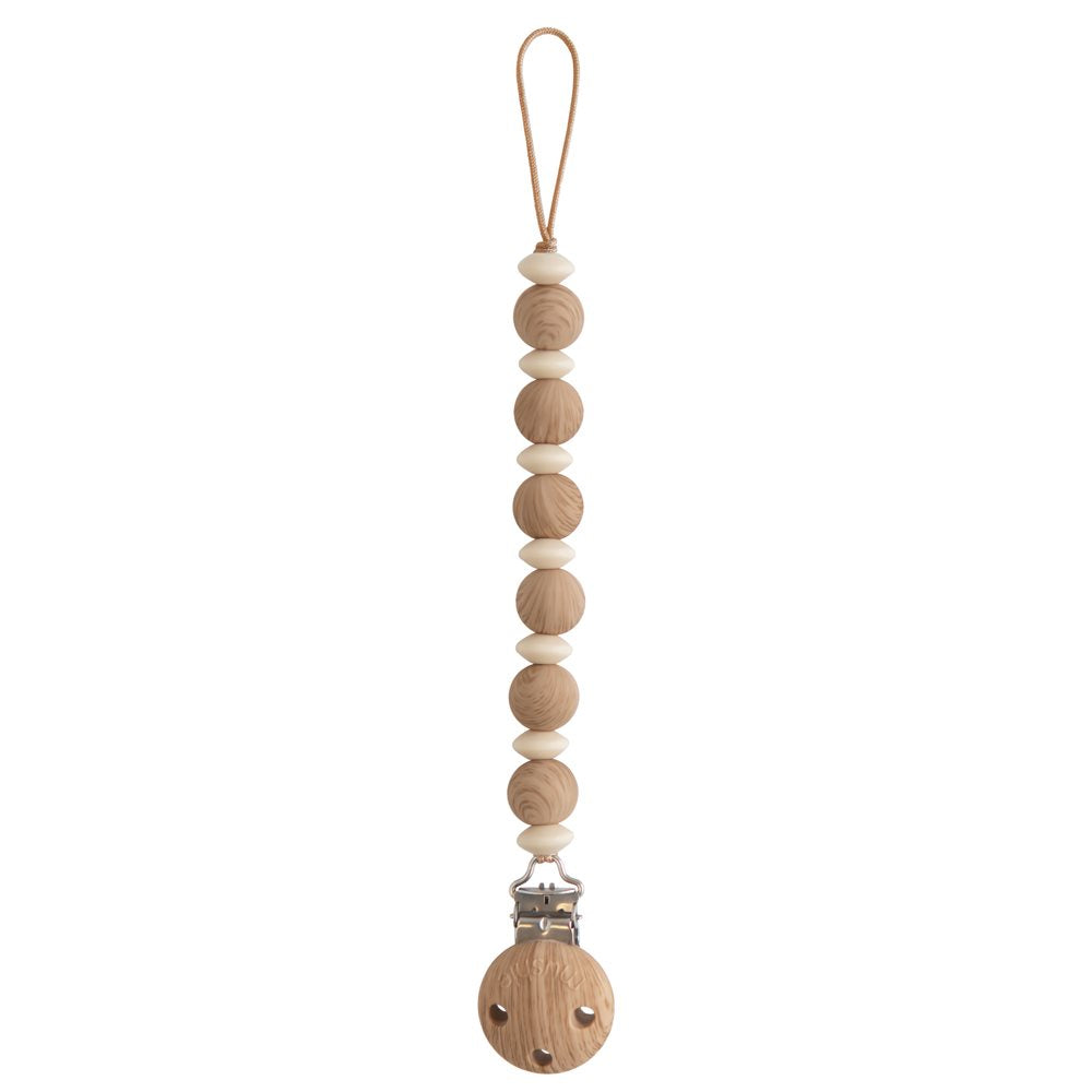 Mushie - Silicone Pacifier Clip - Luna Faux Wood