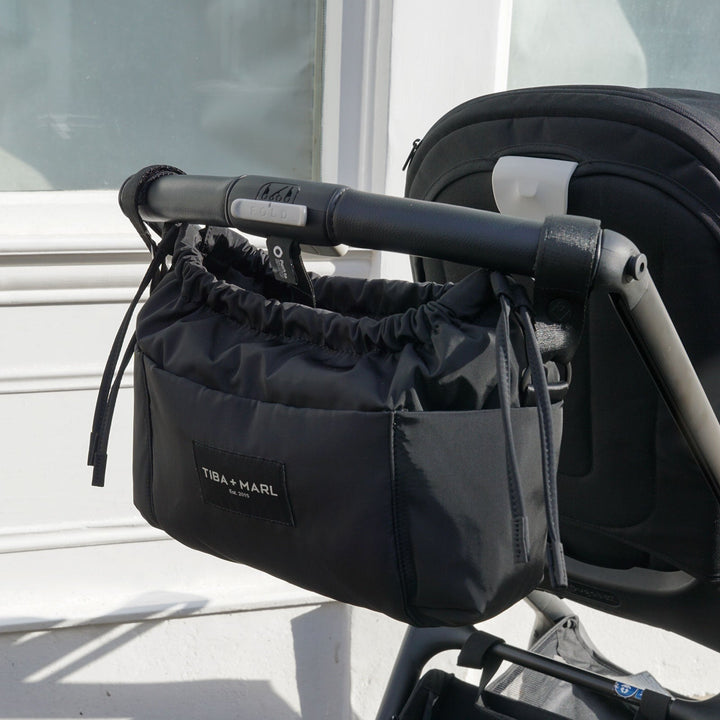 Mini Luna Drawstring Stroller Bag Black - Mabel & Fox