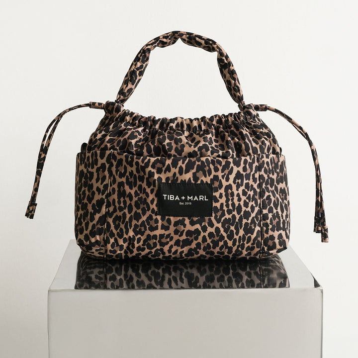 Mini Luna Drawstring Stroller Bag Leopard Print - Mabel & Fox