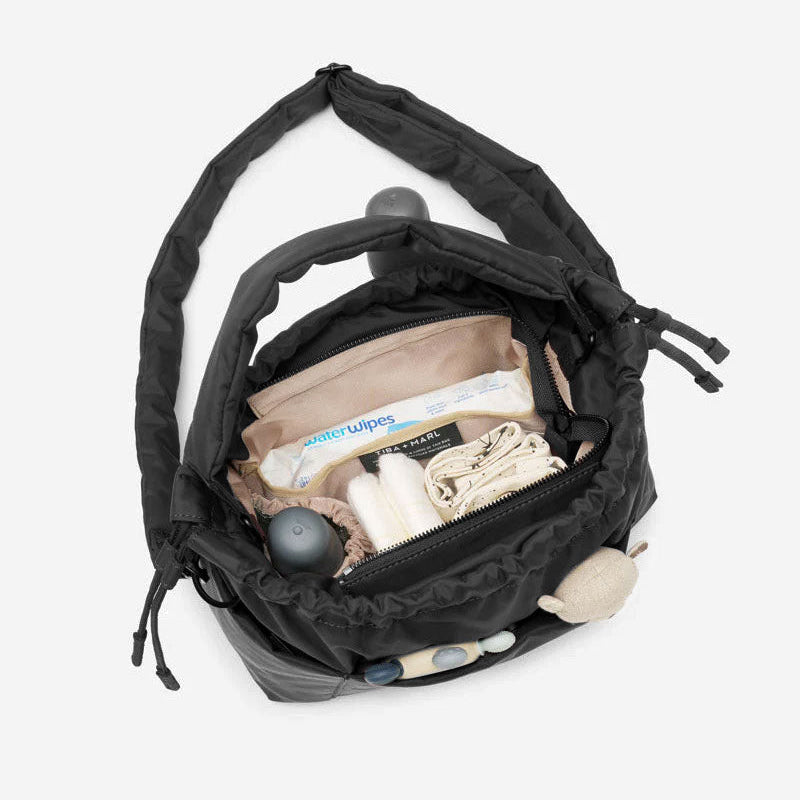 Mini Luna Drawstring Stroller Bag Black - Mabel & Fox
