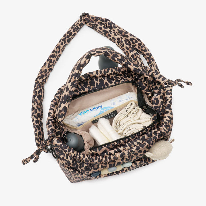 Mini Luna Drawstring Stroller Bag Leopard Print - Mabel & Fox