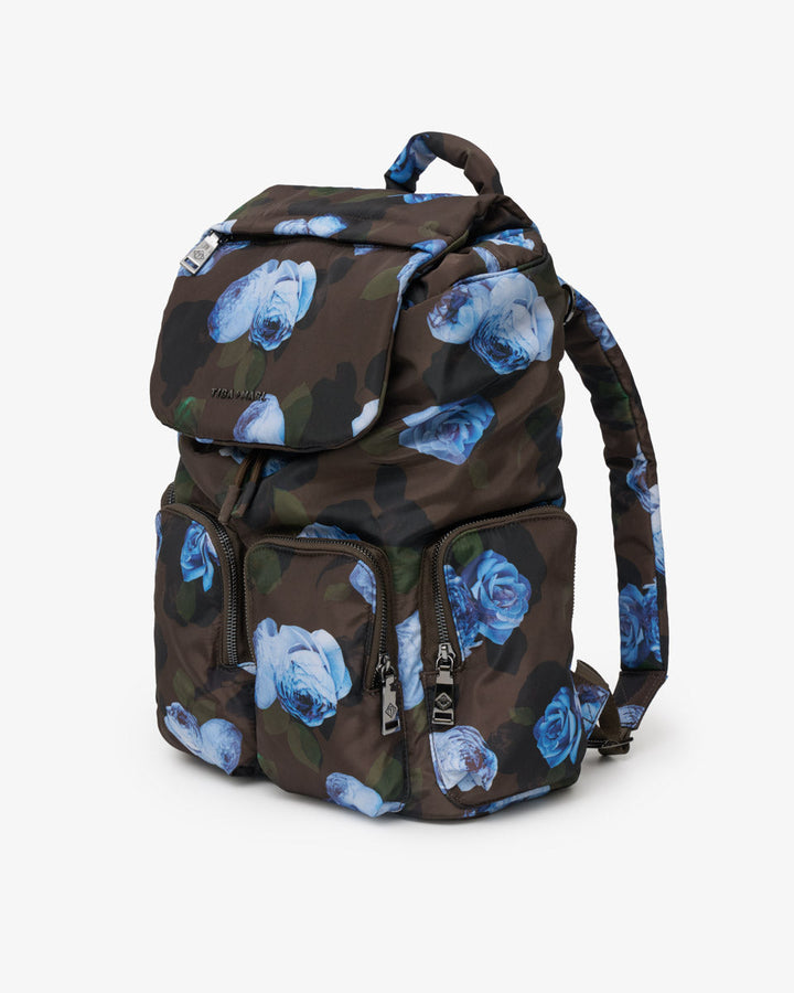 Tiba + Marl Alto Changing Backpack Brown Modern Floral Print