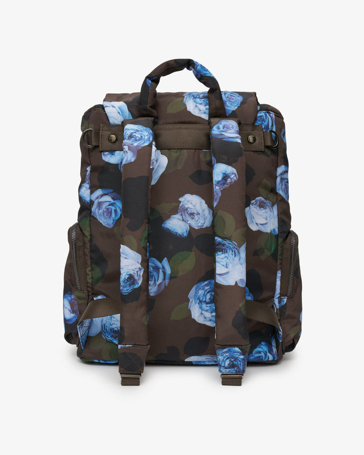 Tiba + Marl Alto Changing Backpack Brown Modern Floral Print