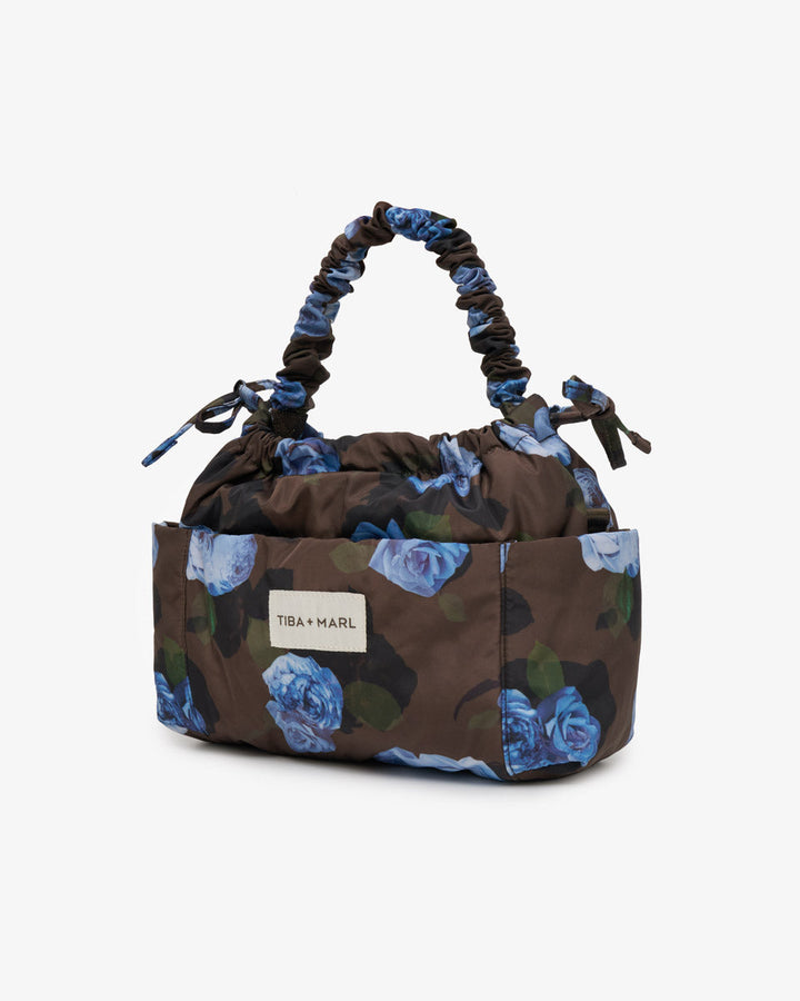 Tiba + Marl Mini Luna Drawstring Stroller Bag Brown Floral Print