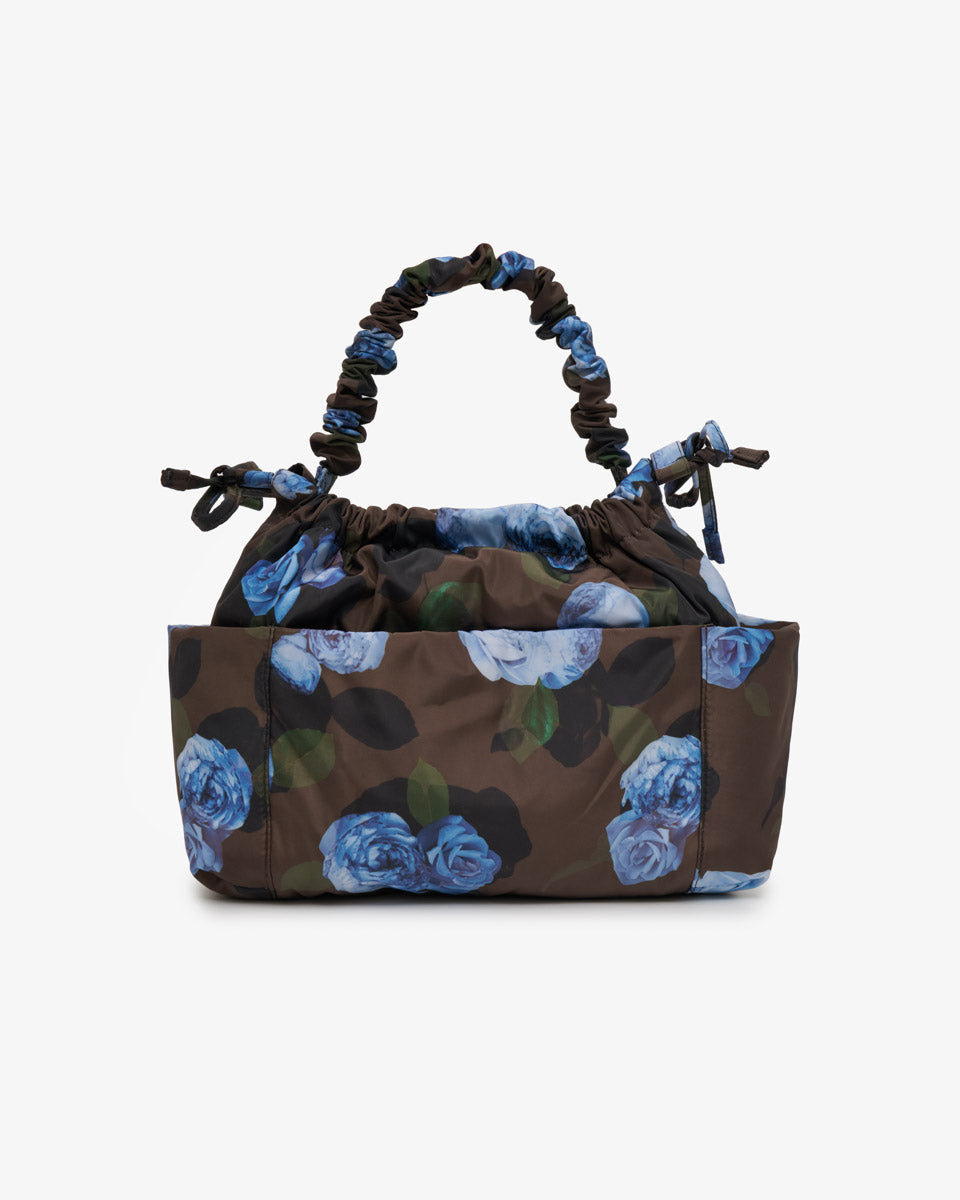 Tiba + Marl Mini Luna Drawstring Stroller Bag Brown Floral Print