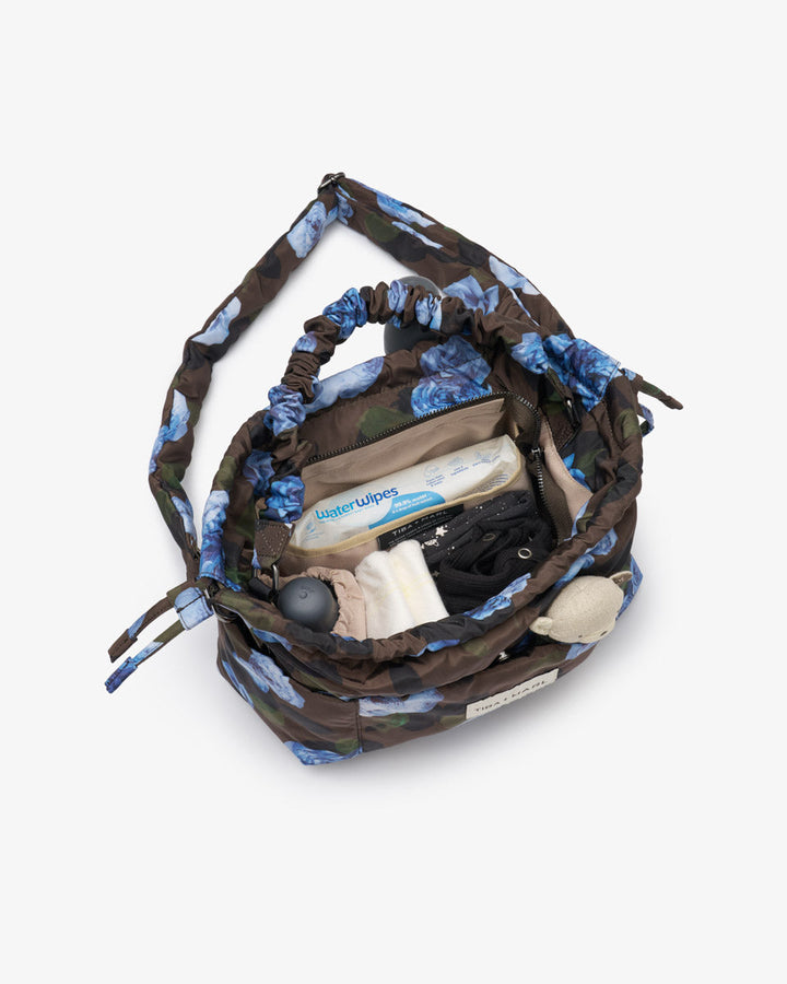 Tiba + Marl Mini Luna Drawstring Stroller Bag Brown Floral Print