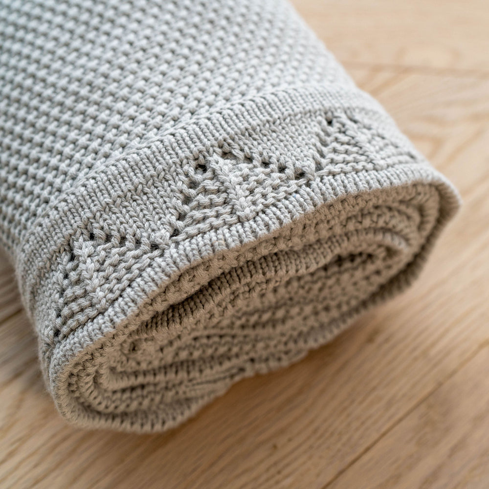 Sample Sale (Discontinued) - Mabel & Fox - Knitted Baby Blanket - Sage Grey - Mabel & Fox