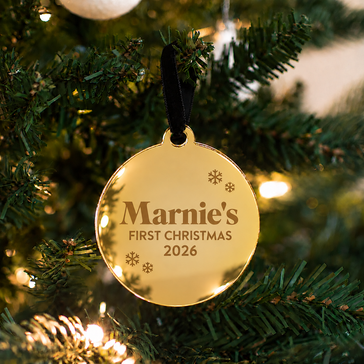 Mabel & Fox - Personalised Acrylic Decoration - First Christmas 2026