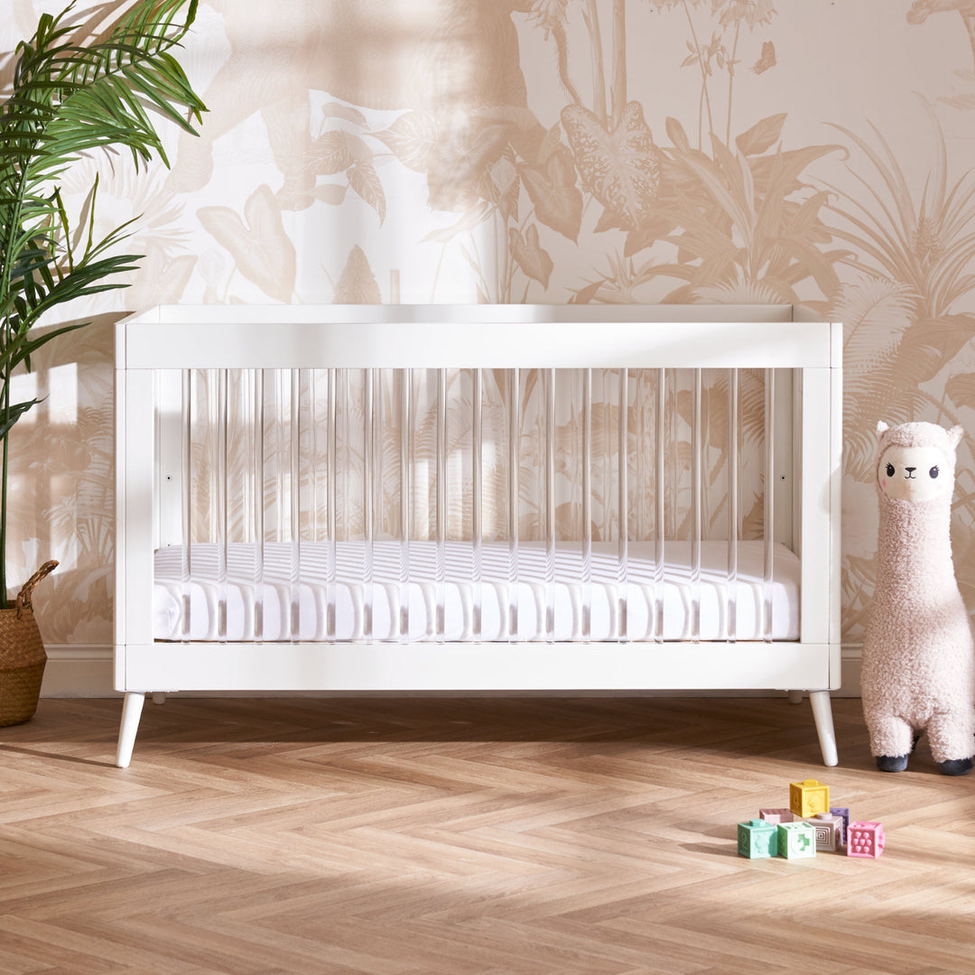 OBaby - Maya Cot Bed - White with Acrylic