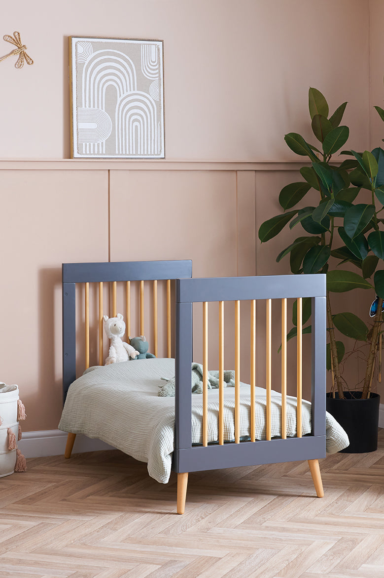 OBaby - Maya Mini Cot Bed - Slate with Natural