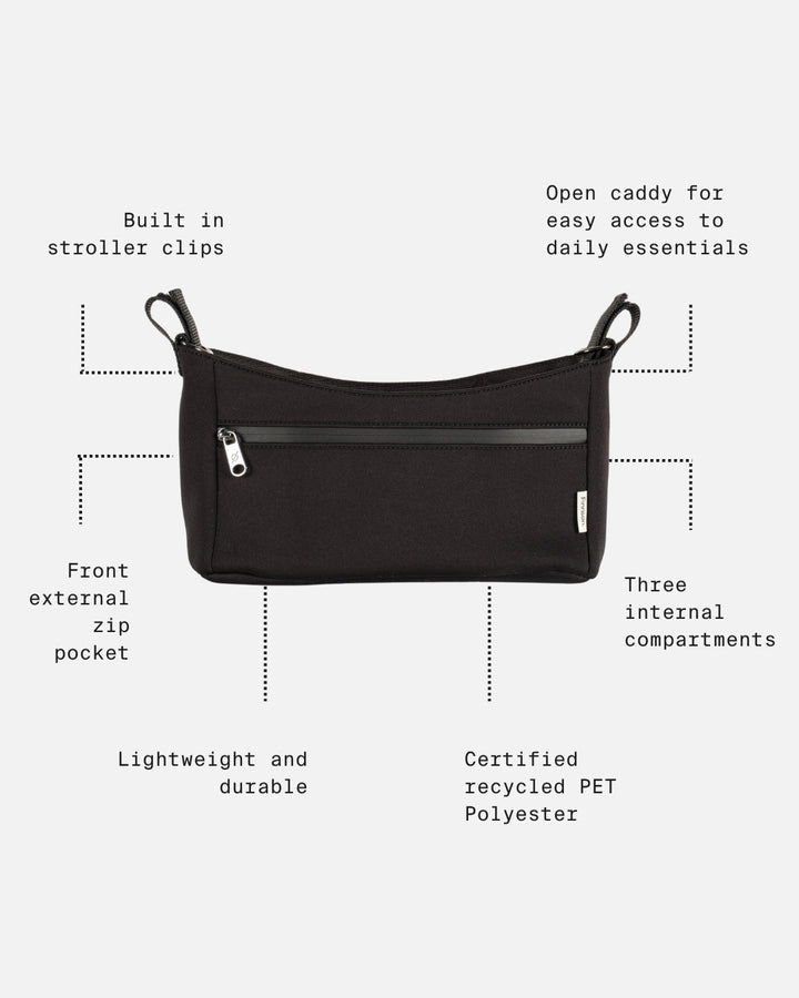 Finnson - ODIN Eco Stroller Caddy with built in stroller clips - black - Mabel & Fox