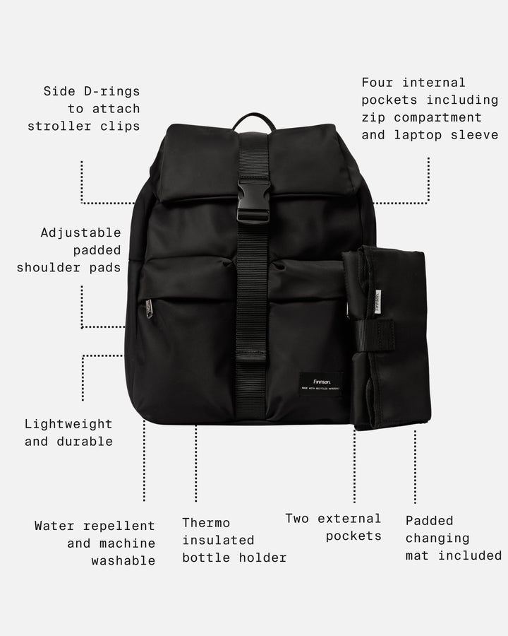 Finnson - ELISE Eco Changing Backpack with Changing Mat - Leopard - Mabel & Fox