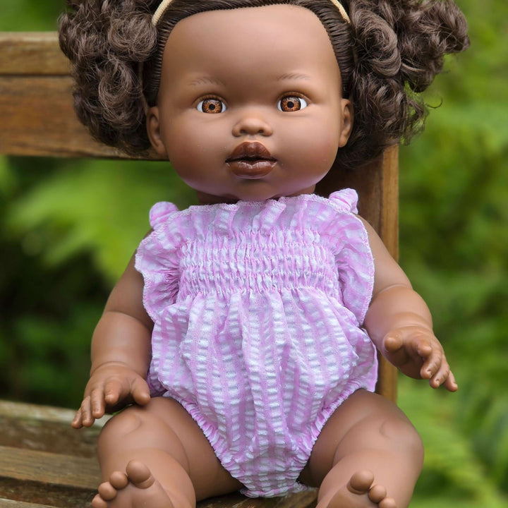 Mini Colettos - Ellory Designs Doll Romper - Agnes Smock Pink Gingham
