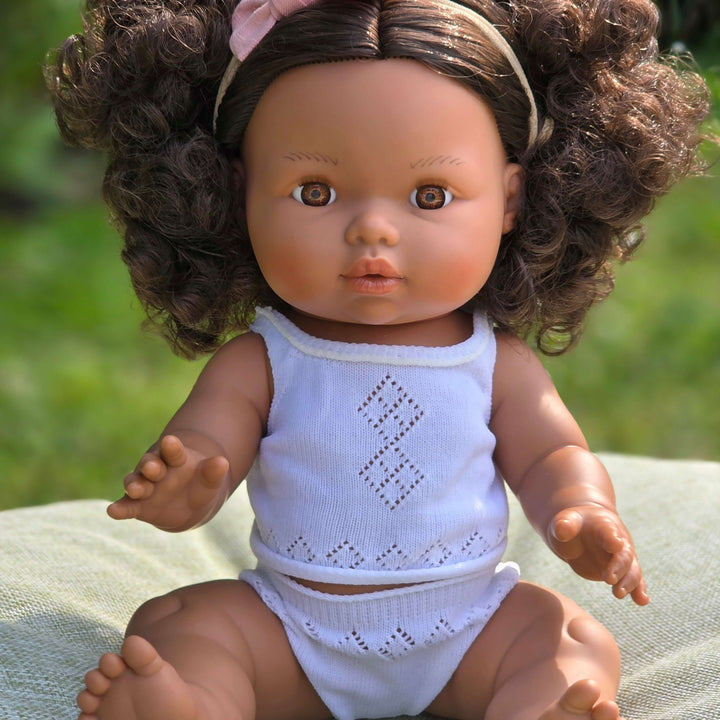 Mini Colettos - Zaara - Brown Curly Hair with Brown Eyes
