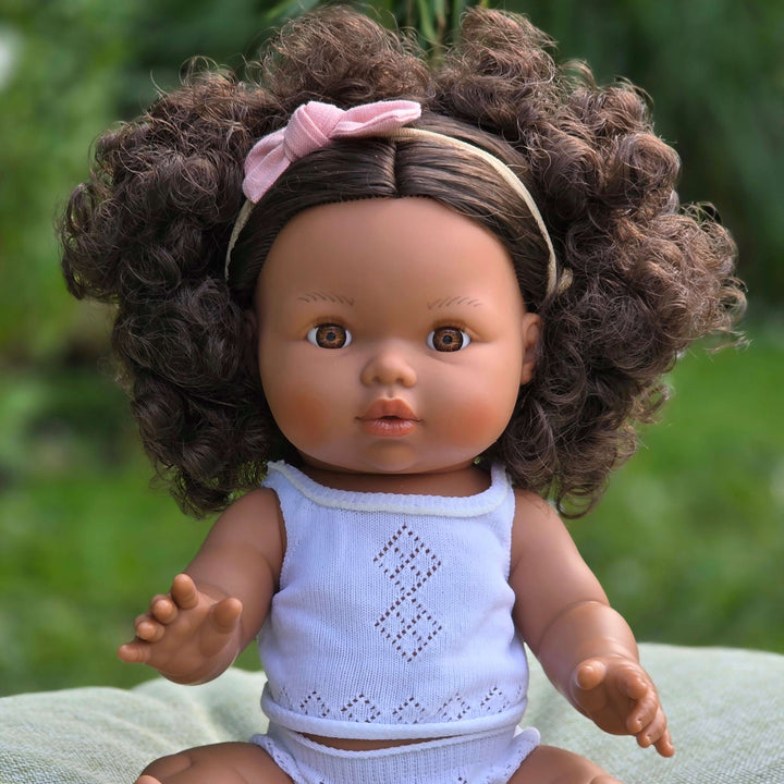 Mini Colettos - Zaara - Brown Curly Hair with Brown Eyes