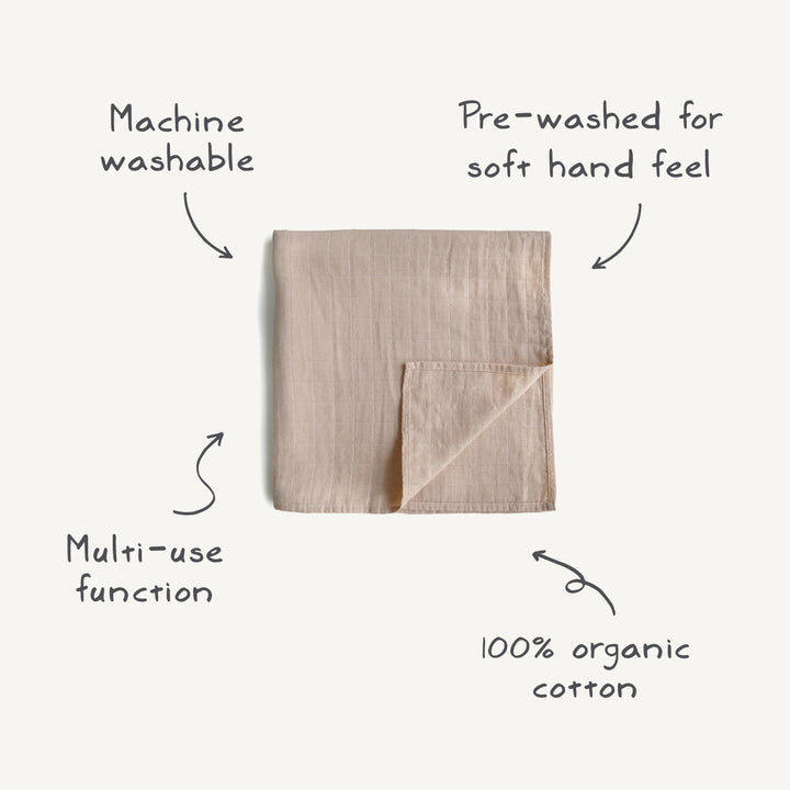 Mushie - Organic Cotton Muslin Swaddle - Blush