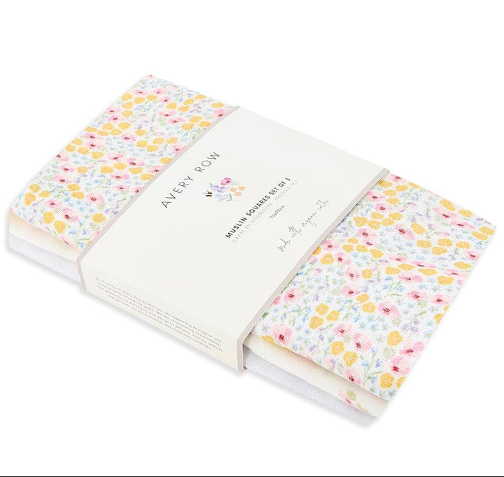 Avery Row - Organic Baby Muslin Square Set - Anemone