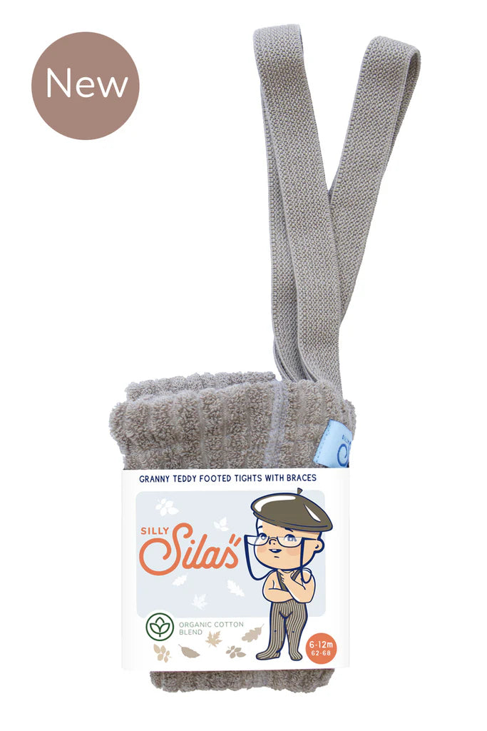 Silly Silas - Granny Footed Cotton Tights - Oyster Grey - Mabel & Fox