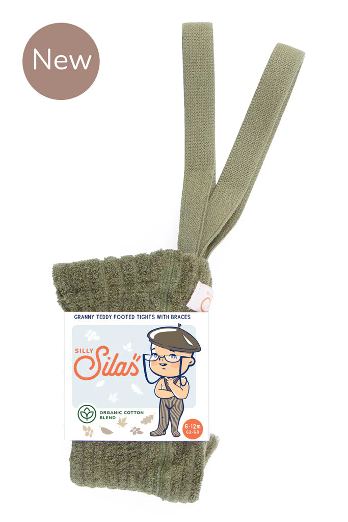 Silly Silas- Granny Footed Cotton Tights - Teddy Olive - Mabel & Fox