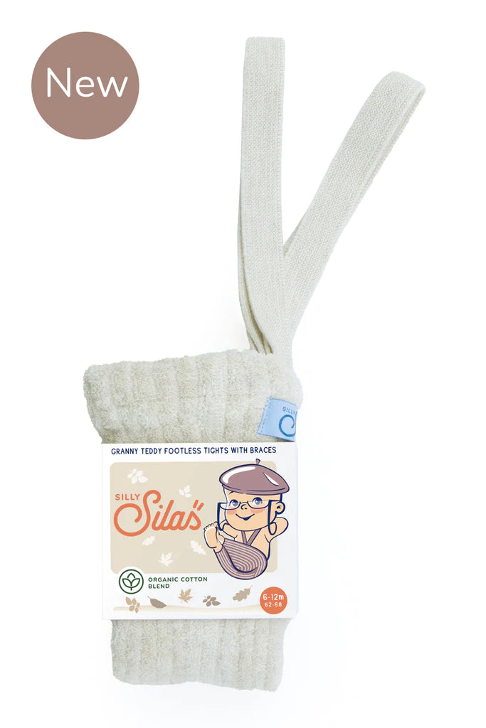 Silly Silas - Granny Footless Cotton Tights - Teddy Cream Blend - Mabel & Fox