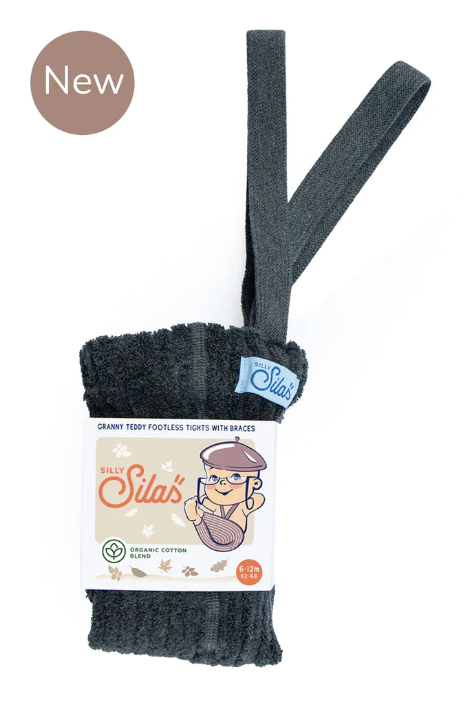 Silly Silas - Granny Footless Cotton Tights - Teddy Dark Grey Blend - Mabel & Fox