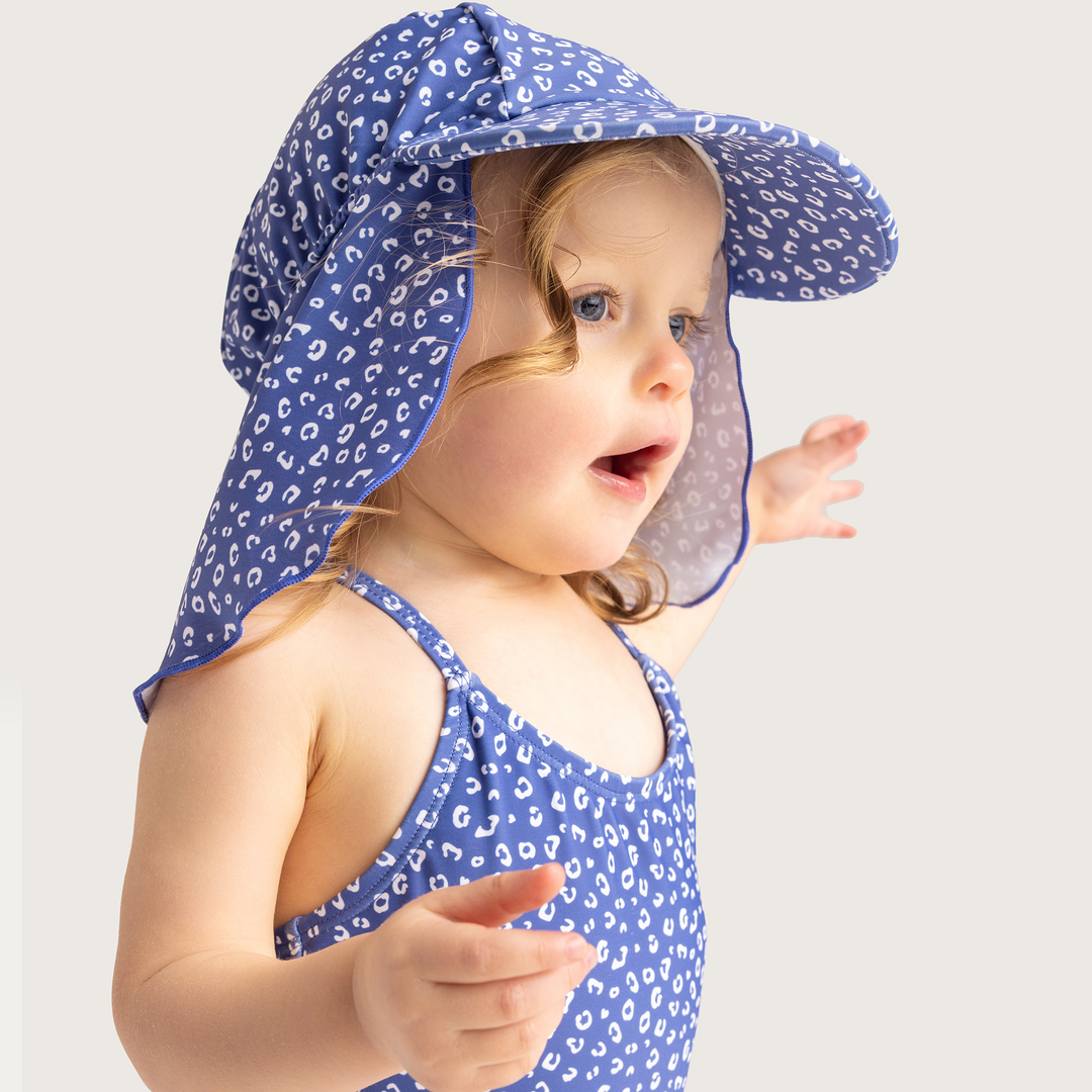 Swim Essentials - UV Sun Cap - Blue Leopard Print