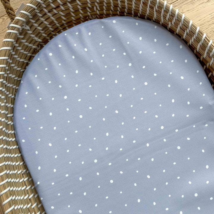 Mabel & Fox -  Basket Changing Mat - Cornflower Blue Spotty