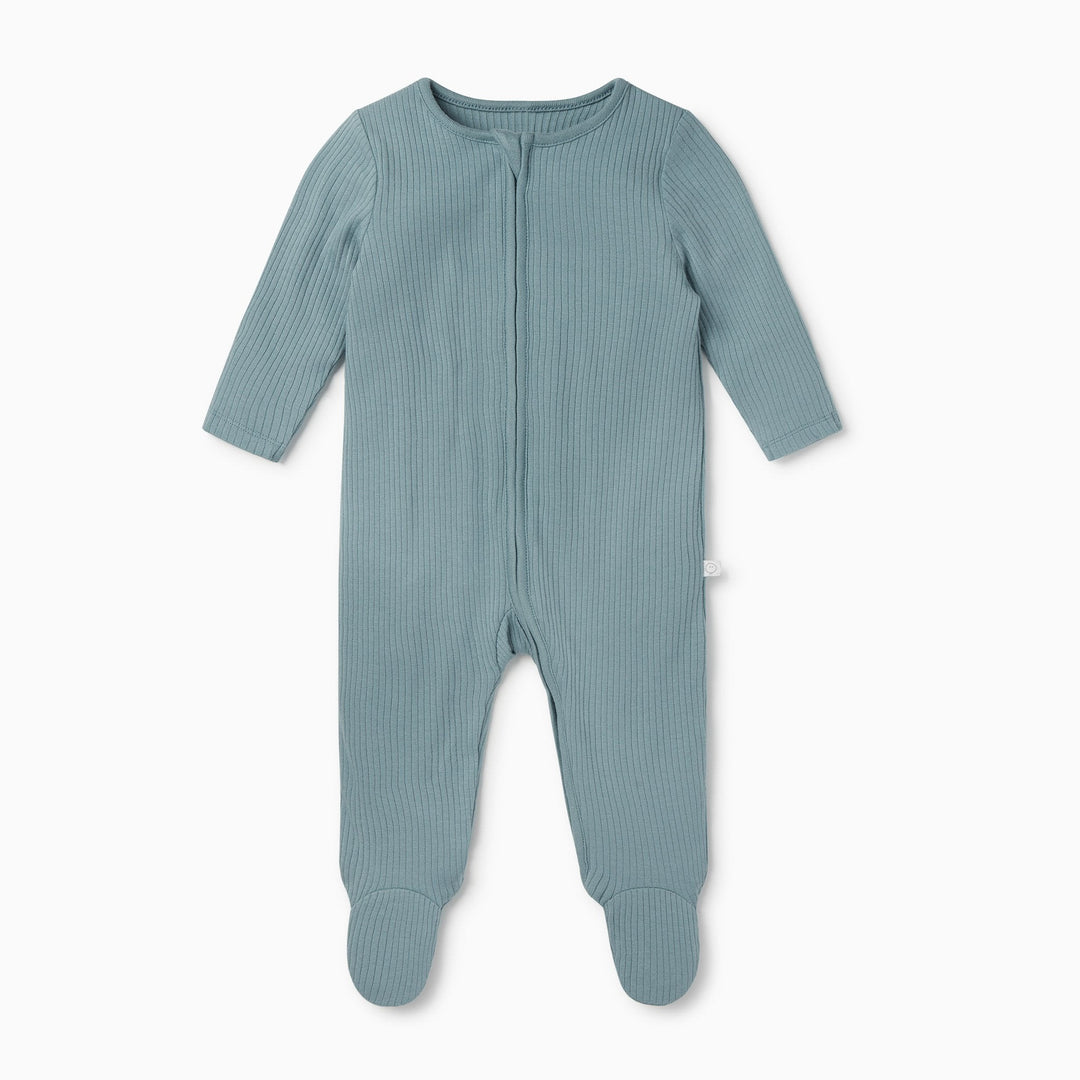 Baby Mori -Ribbed Clever Zip Sleepsuit - Blue