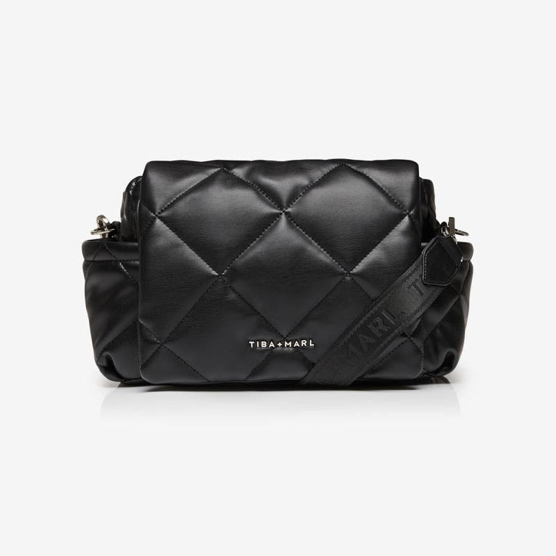 Nova Eco Compact Changing Bag Black Quilted Faux Leather - Mabel & Fox