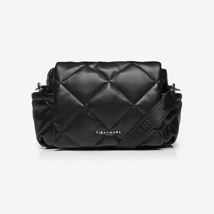 Nova Eco Compact Changing Bag Black Quilted Faux Leather - Mabel & Fox