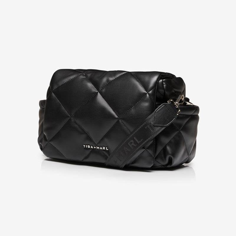 Nova Eco Compact Changing Bag Black Quilted Faux Leather - Mabel & Fox